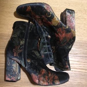 Floral velvet sock booties